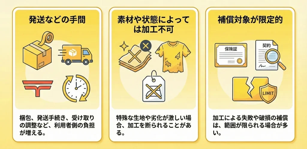 ユニフォーム持ち込み加工サービスのデメリット