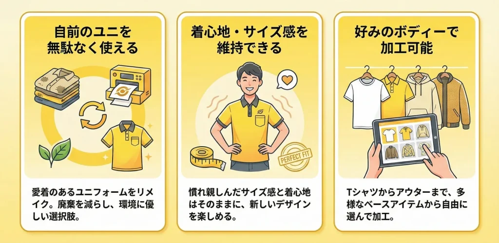 ユニフォーム持ち込み加工サービスのメリット
