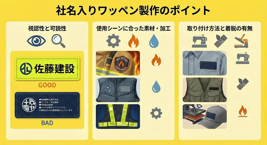 社名入りワッペンを作るときに考慮すべき点