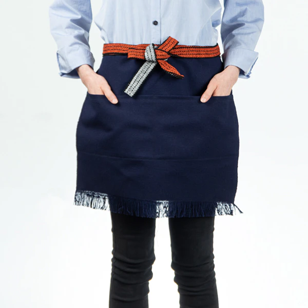 【無地】帆前掛け 丈35cm 紺 ポケット有（両ポケット）