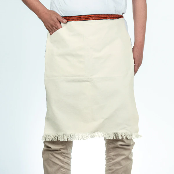 【無地】帆前掛け 丈55cm 生成り（キナリ） ポケット有